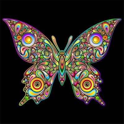 Fotobehang Een vlinder in psychedelische stijl