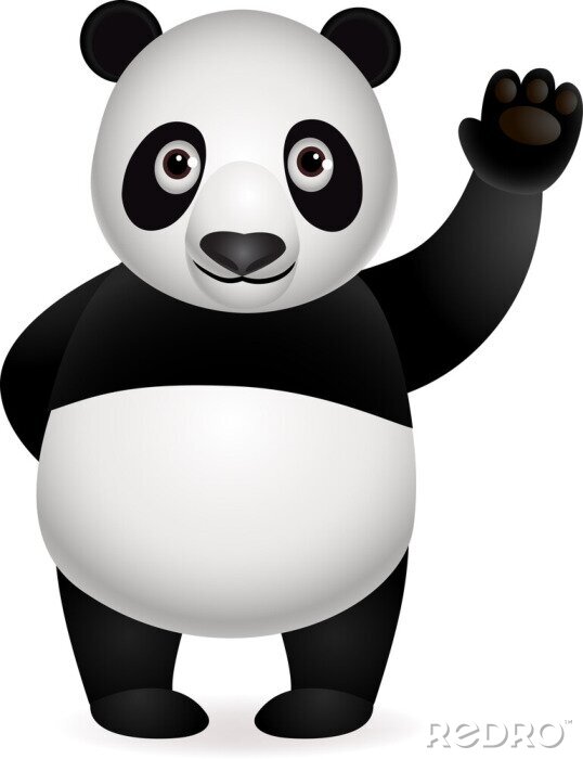 Fotobehang Een vriendelijke panda die vriendelijk met zijn poot zwaait