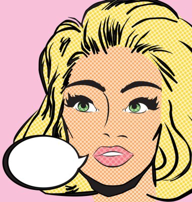 Fotobehang Een vrouw met blond haar in pop-artstijl