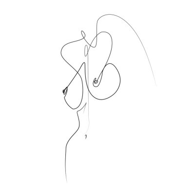 Fotobehang Een vrouwelijk lichaam getekend met één lijn