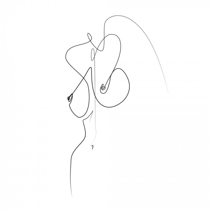 Fotobehang Een vrouwelijk lichaam getekend met één lijn