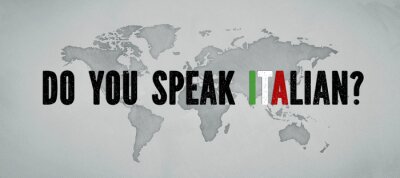 Fotobehang Een wereldkaart met de inscriptie "Spreekt je Italiaans?"