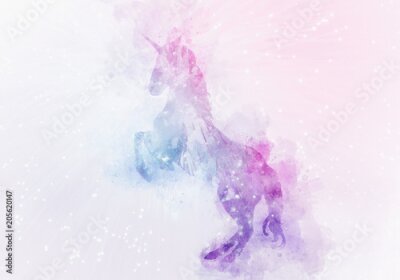 Fotobehang Eenhoorn in tinten paars