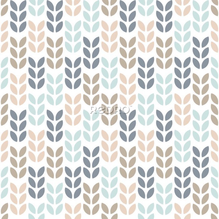 Fotobehang Eenvoudig bloemen naadloos patroon. Geometrische bladeren in Scandinavische stijl. Vector behang.