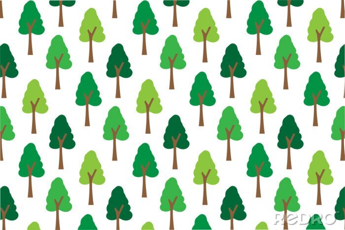 Fotobehang Eenvoudig groen boompatroon