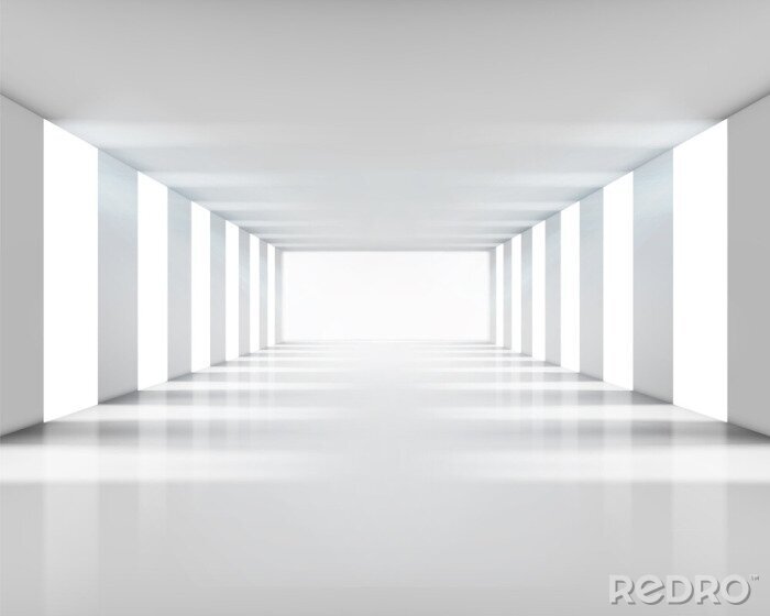 Fotobehang Eenvoudige witte tunnel met zuilen