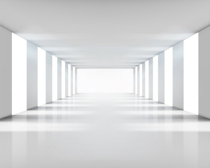 Fotobehang Eenvoudige witte tunnel met zuilen