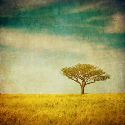 Eenzame boom in retro fotografie