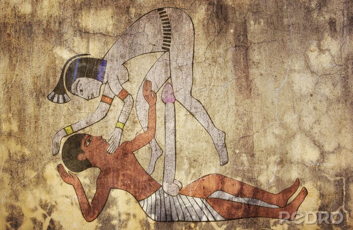 Fotobehang Egyptisch naakt op een tekening