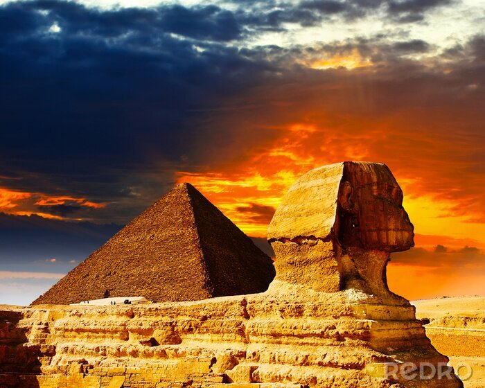 Fotobehang Egyptische architectuur bij zonsondergang
