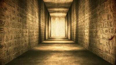 Fotobehang Egyptische tunnel hiërogliefen Corridor Vintage