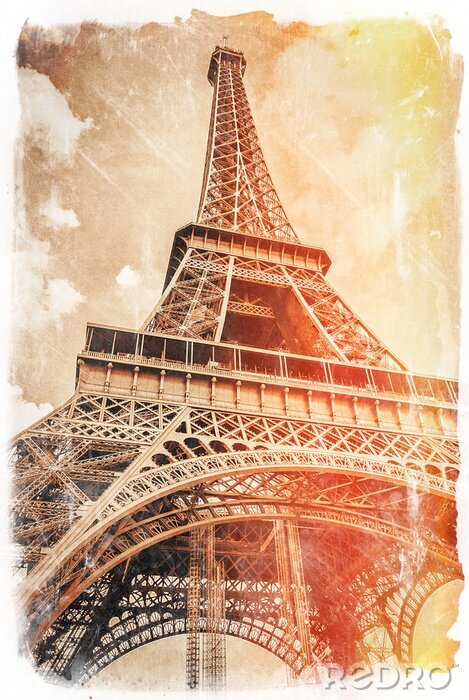 Fotobehang Eiffel toren ansichtkaart, Parijs