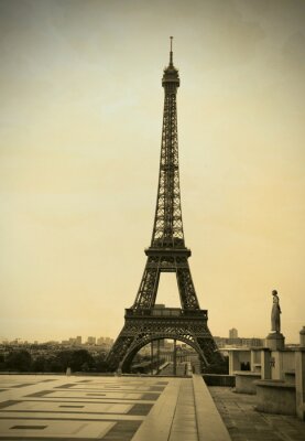 Fotobehang Eiffeltoren in sepia retro