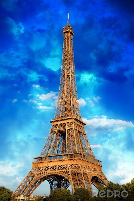 Fotobehang Eiffeltoren op blauwe hemel