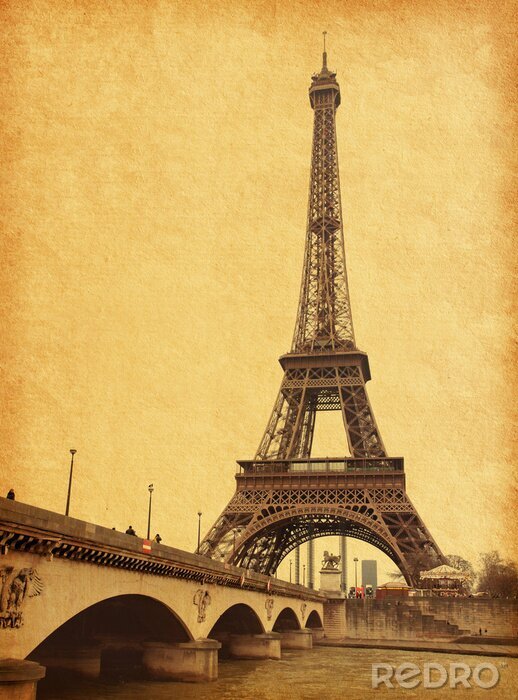 Fotobehang Eiffeltoren sepia retro