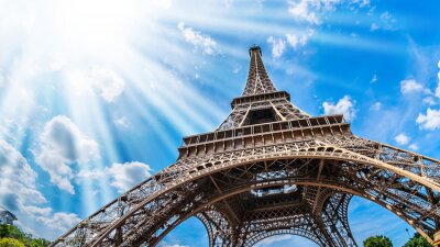 Fotobehang Eiffeltoren vanuit kikkerperspectief in 3D