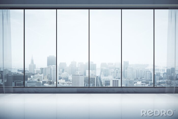 Fotobehang Eigentijds interieur met uitzicht op de stad