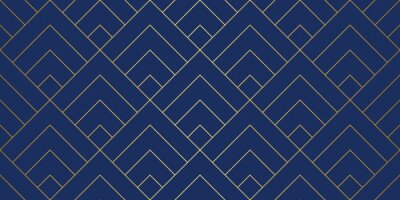 Fotobehang Elegant geometrisch patroon op een marineblauwe achtergrond