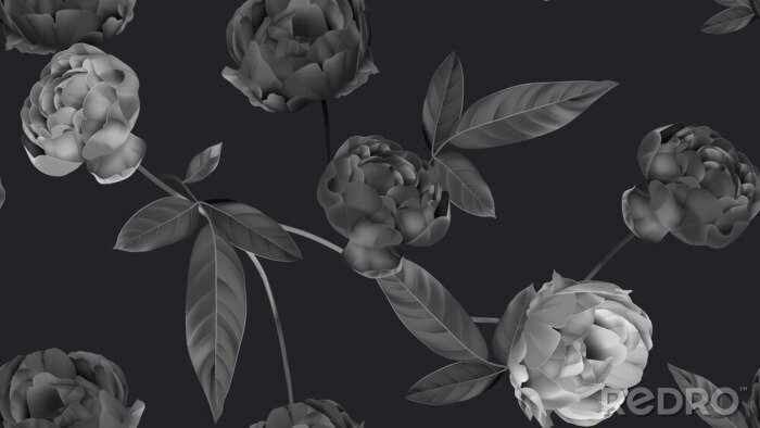 Fotobehang Elegant patroon van grijze rozen