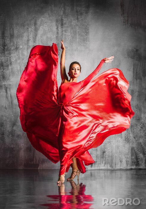 Fotobehang Elegante ballerina in rood