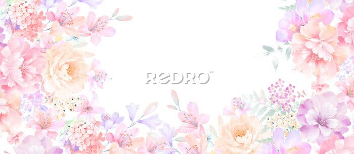 Fotobehang Elegante rozen en pioenrozen