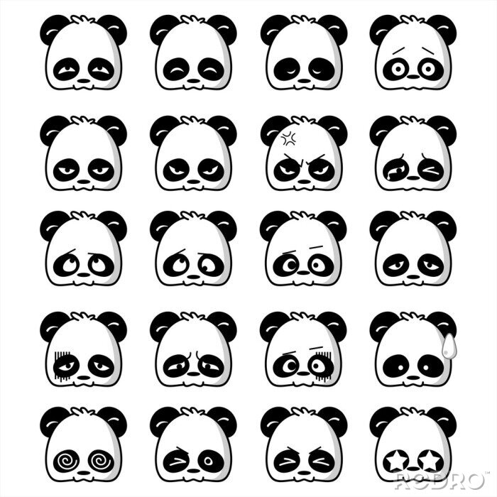 Fotobehang Emoticons met panda's