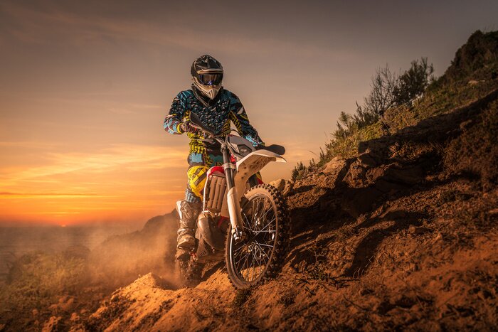 Fotobehang Enduro fiets rider