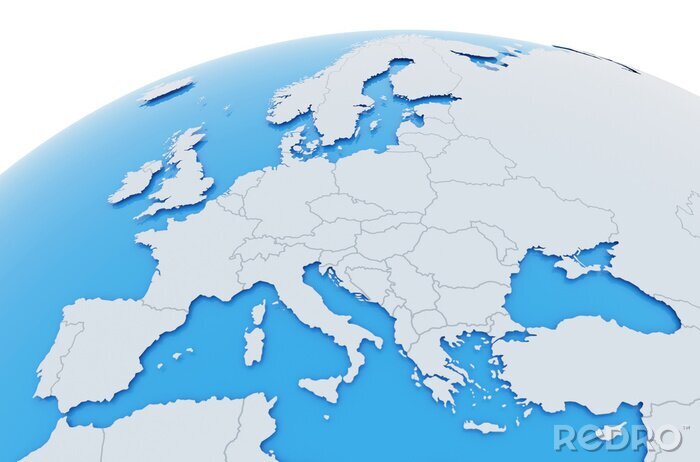 Fotobehang Erde Europa Länder - hellgrau blau