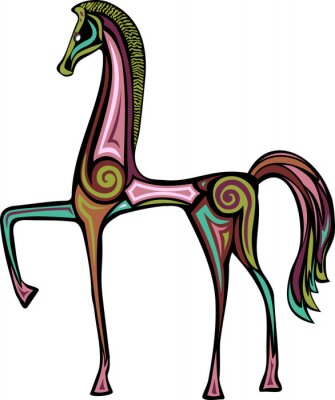 Fotobehang Ethno paard tekening
