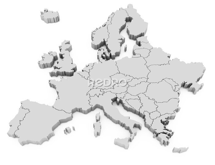 Fotobehang Europa 3D-kaart