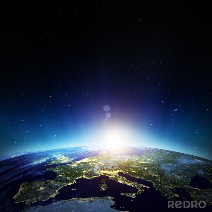 Fotobehang Europa gezien vanuit de ruimte