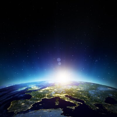 Fotobehang Europa gezien vanuit de ruimte