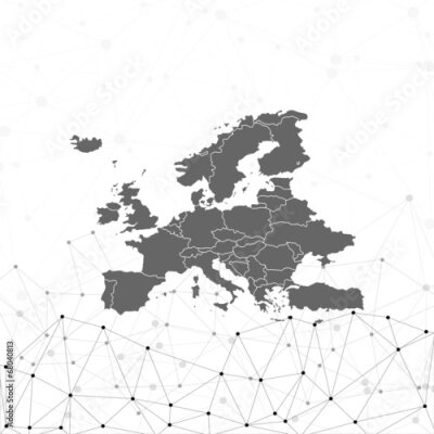 Fotobehang Europa kaart achtergrond vector, illustratie voor communicatie