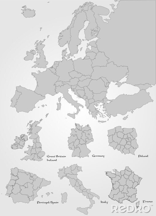 Fotobehang Europa met landen