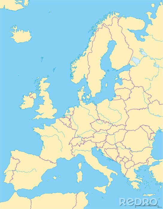 Fotobehang Europe Political Map en de omliggende regio