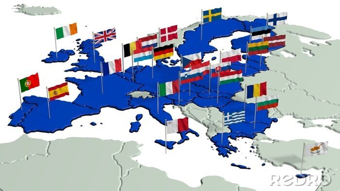 Fotobehang Europese landen met vlaggen