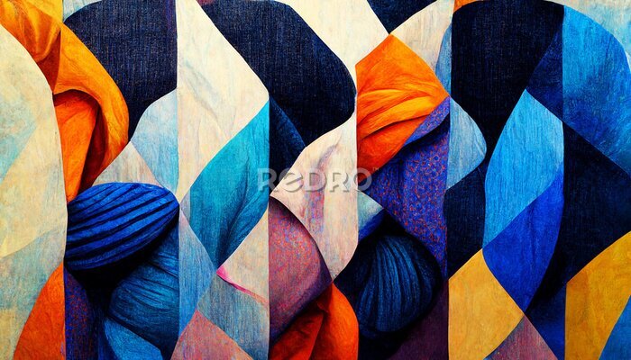 Fotobehang Expressieve abstracte compositie van kleuren en vormen