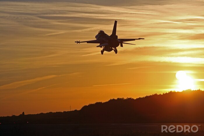 Fotobehang f16 zonsondergang