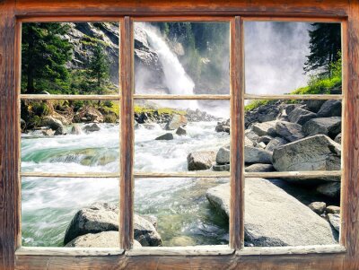 Fotobehang Fensterblick - Waterval