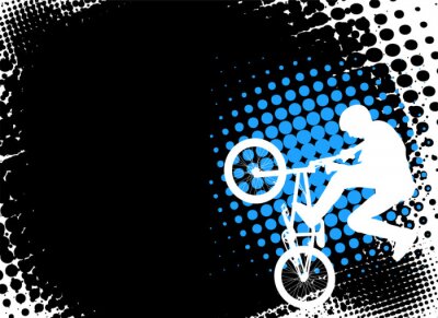 Fotobehang Fiets en fietser op abstracte achtergrond