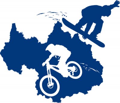 Fotobehang Fiets en snowboard