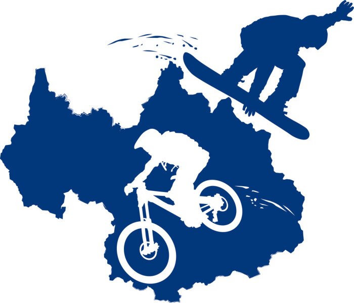 Fotobehang Fiets en snowboard