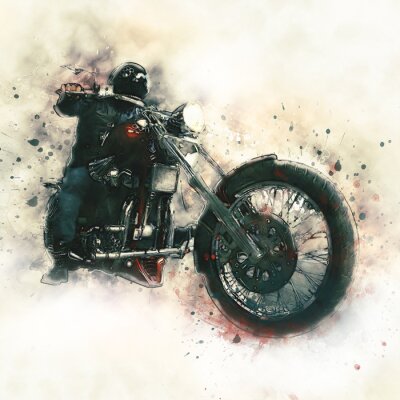 Fotobehang Fietser op een motorfiets