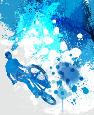 Fotobehang Fietser springt op een fiets