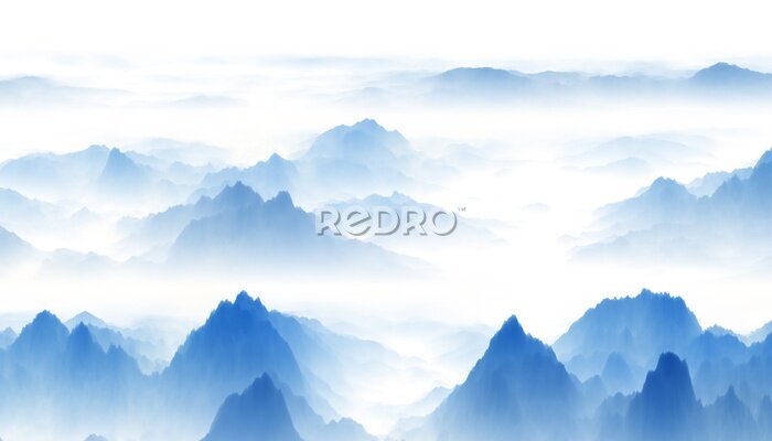 Fotobehang Fijne blauwe bergtoppen