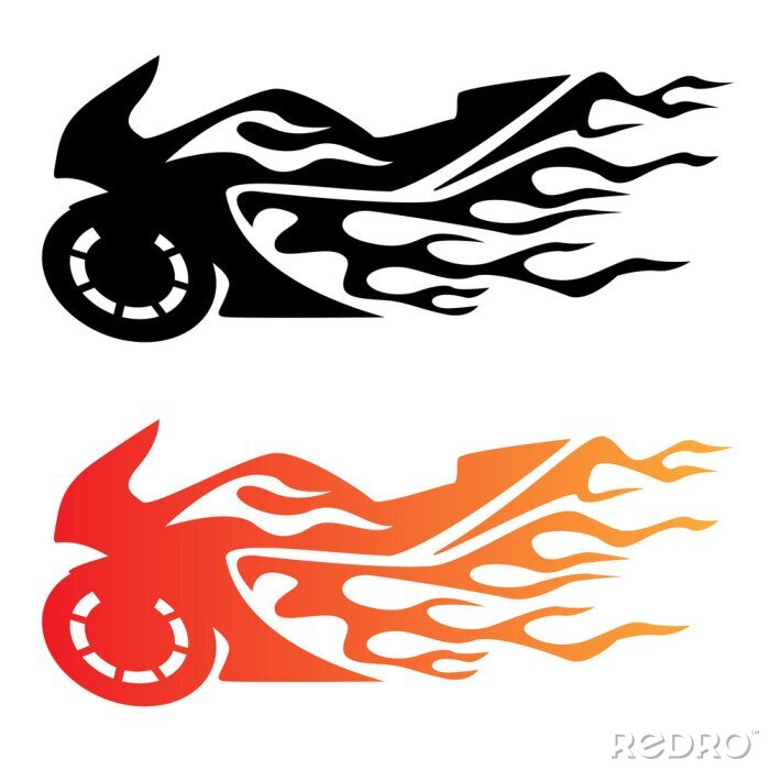Fotobehang Flaming Sportbike Motorcycle Logo