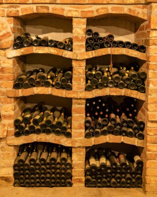 Fotobehang Flessen wijn