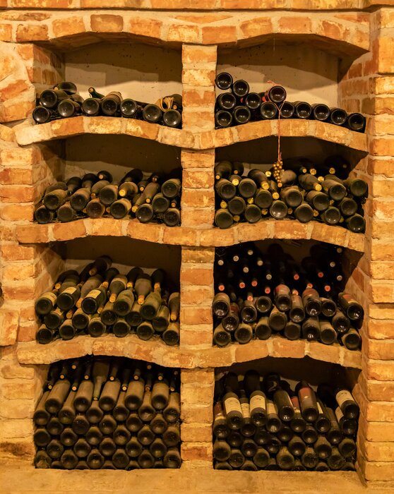 Fotobehang Flessen wijn