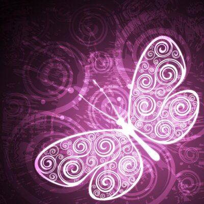 Fotobehang Florale vlinder in paars