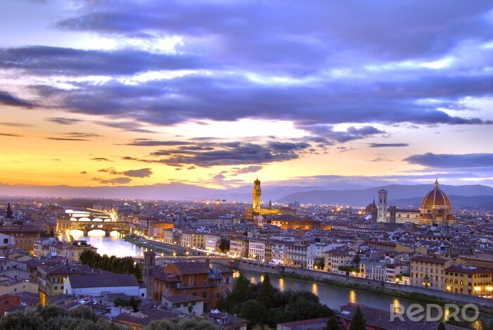 Fotobehang Florence met bergen op de achtergrond
